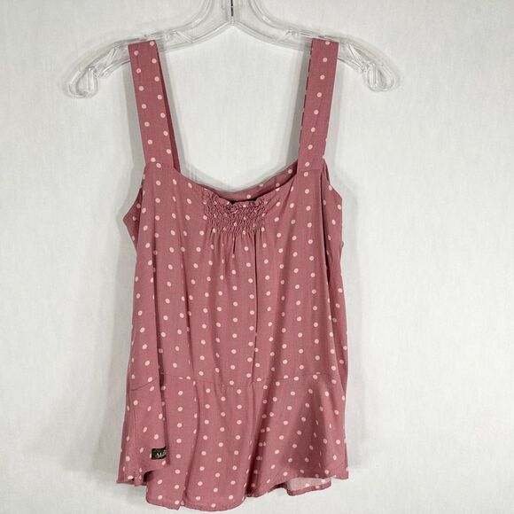 Matilda Jane XS Tank Top ruffled Polka Dot Pink Sleeveless Ryan Smocked 1607 - Picture 2 of 7